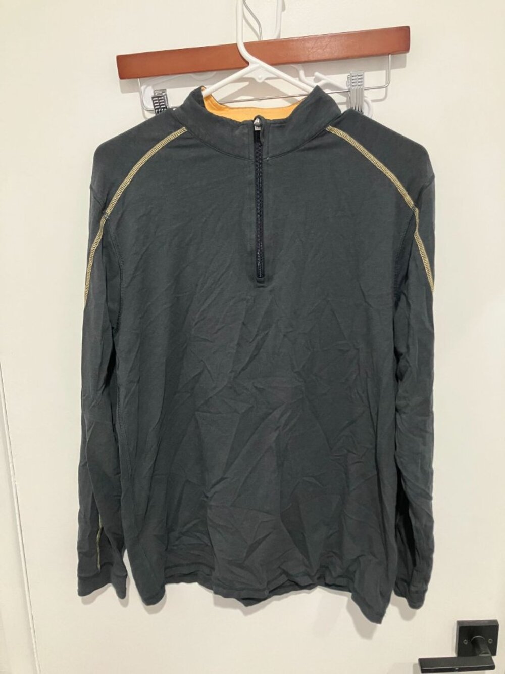 Tasc Men's Performance 1/4 Zip Bamboo Blend Pullover, Gray, Size Medium